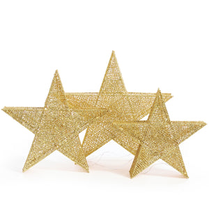 LED Gold Glitter Thread Nested Stars (3pc) - View 2