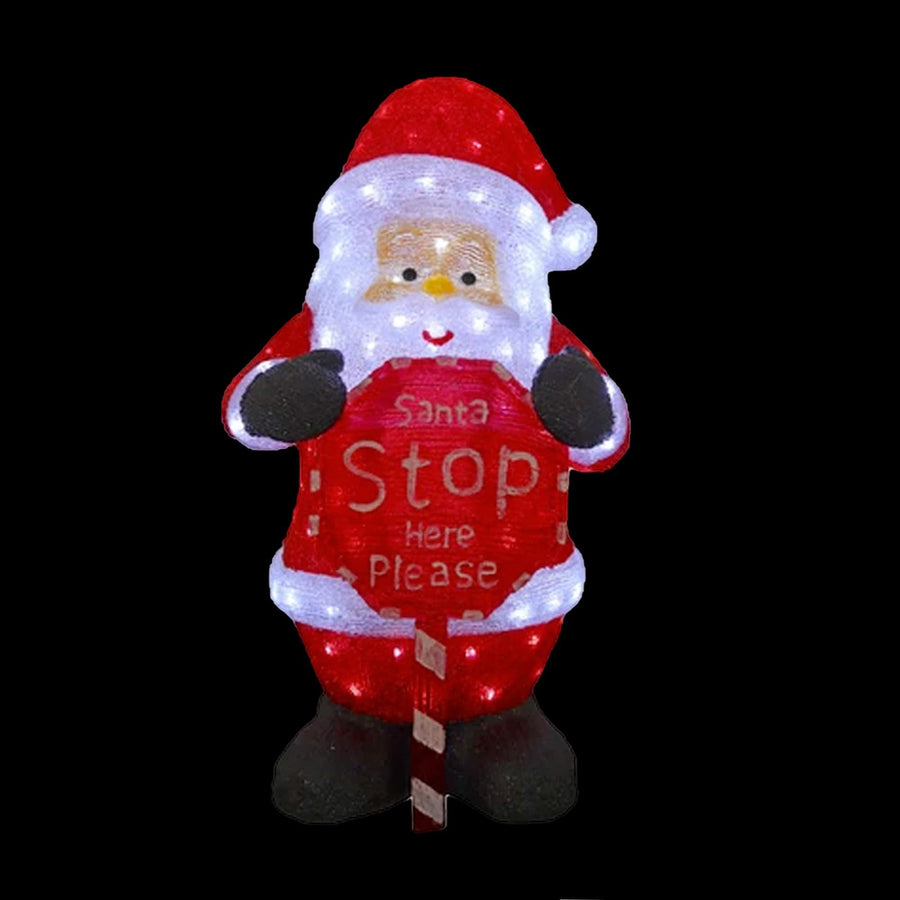 3D Acrylic Santa with Santa Stop Here Sign