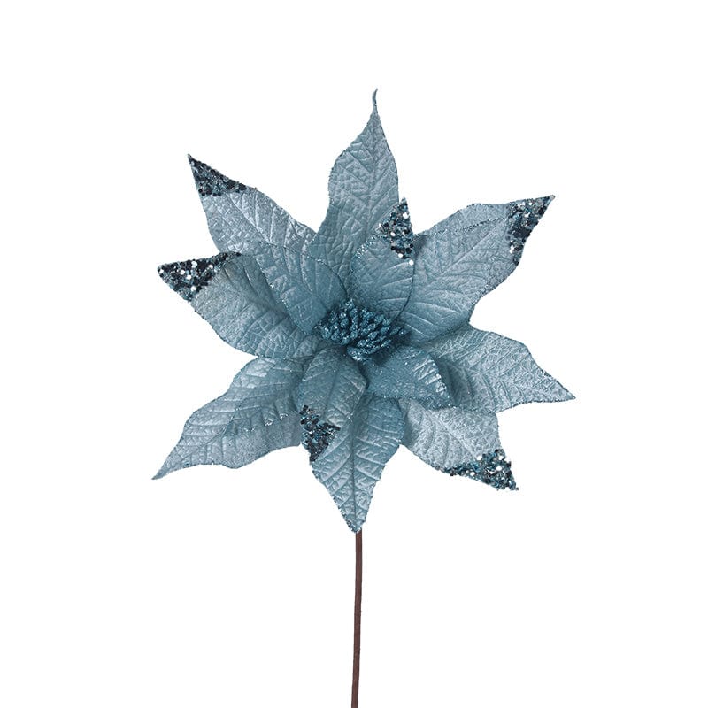Pascal Poinsettia Glitter Blue (30cm)
