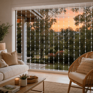 LED White Waterfall Curtain (2x2m) - lifestyle