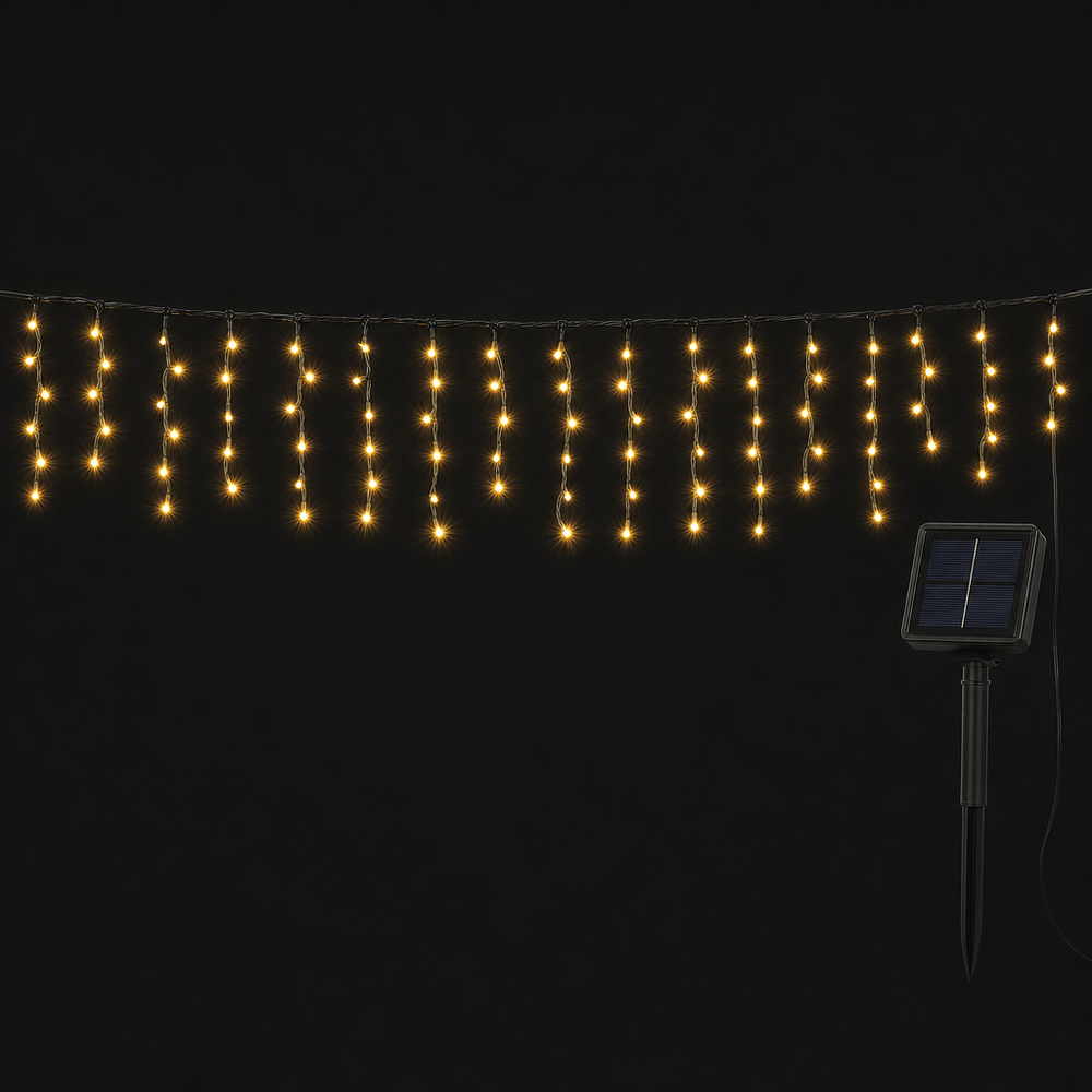400 LED Solar Icicles Warm White (7.9m)