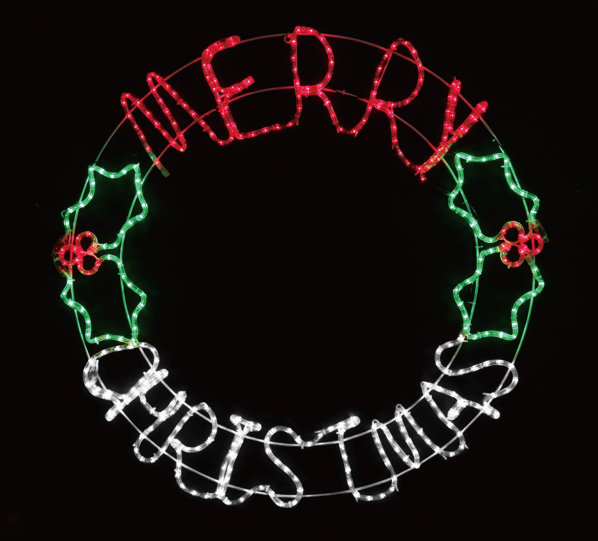 LED Merry Christmas Holly Round Rope Light Christmas World