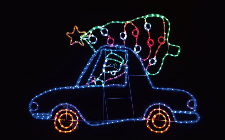 LED Santa Car with Tree Rope Light