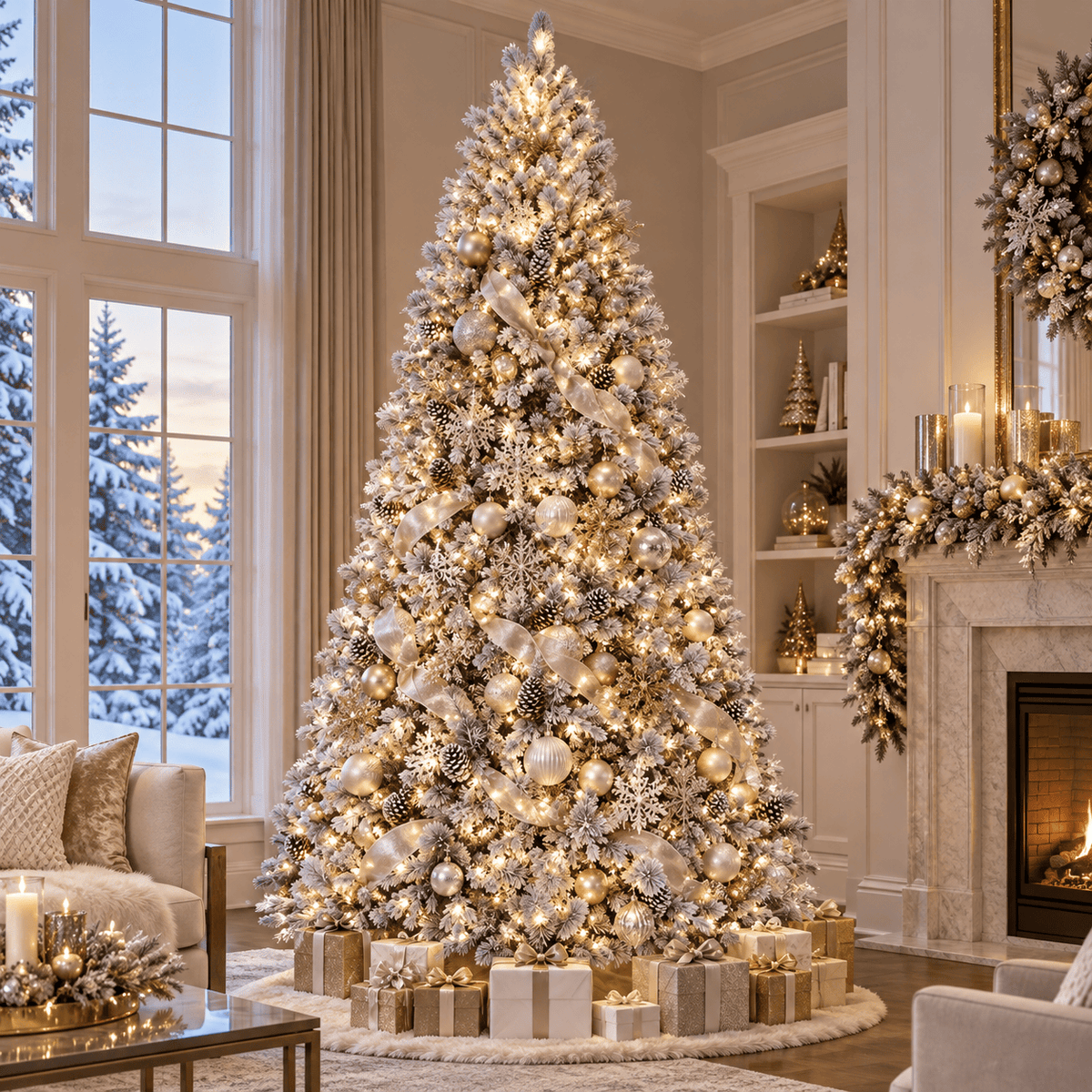 Snowy Woodland Pine Pre-Lit Christmas Tree (2.7m)