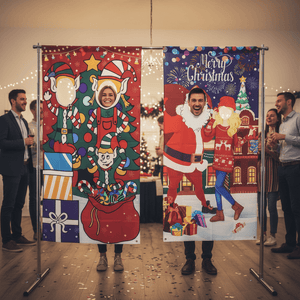 Christmas Photo Curtain Asst 90x180cm