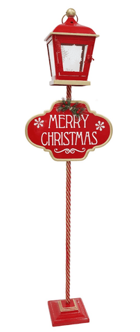 Metal Lamp with Merry Christmas Sign (119cm)