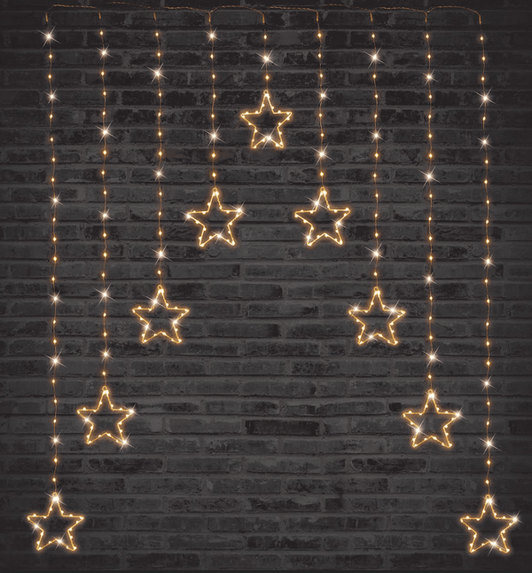 LED Gold Wire Star Curtain (9pc) - View 1
