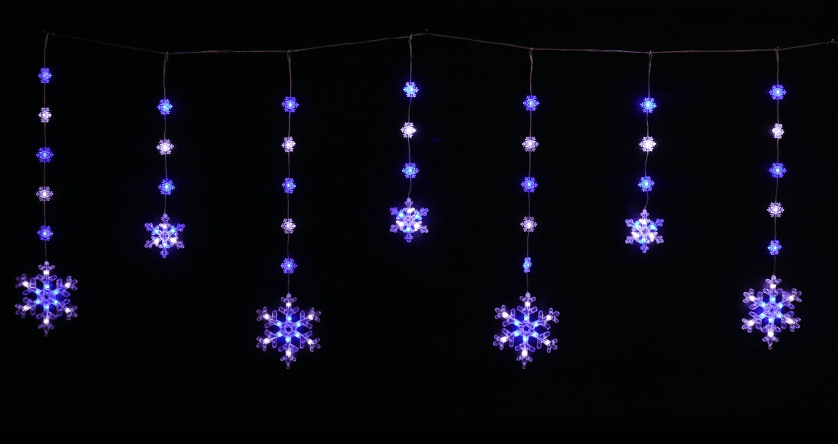 LED Snowflake Dual-Size Curtain 2 Asst
