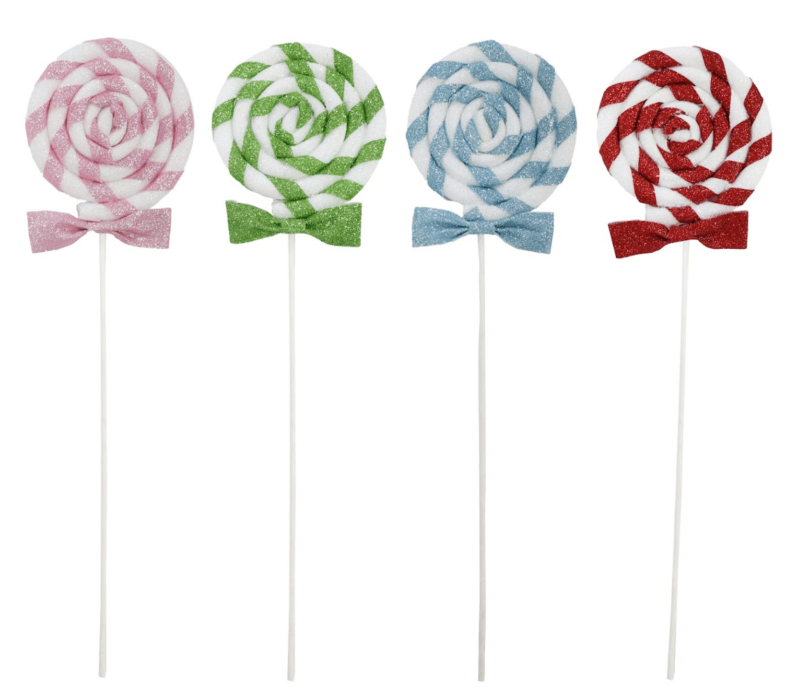 Lollipop Glitter Pick 4 Asst (48cm)