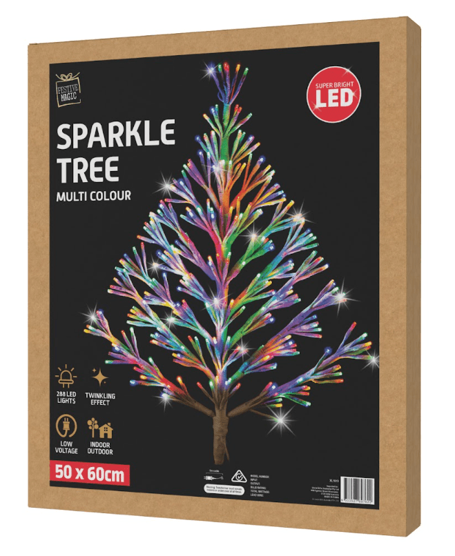 LED Multicolour Twinkling Sparkle Wall Tree (60cm)