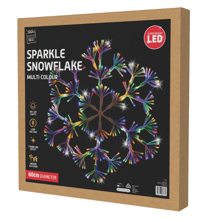 LED Multicolour Twinkling Sparkle Snowflake (60cm)