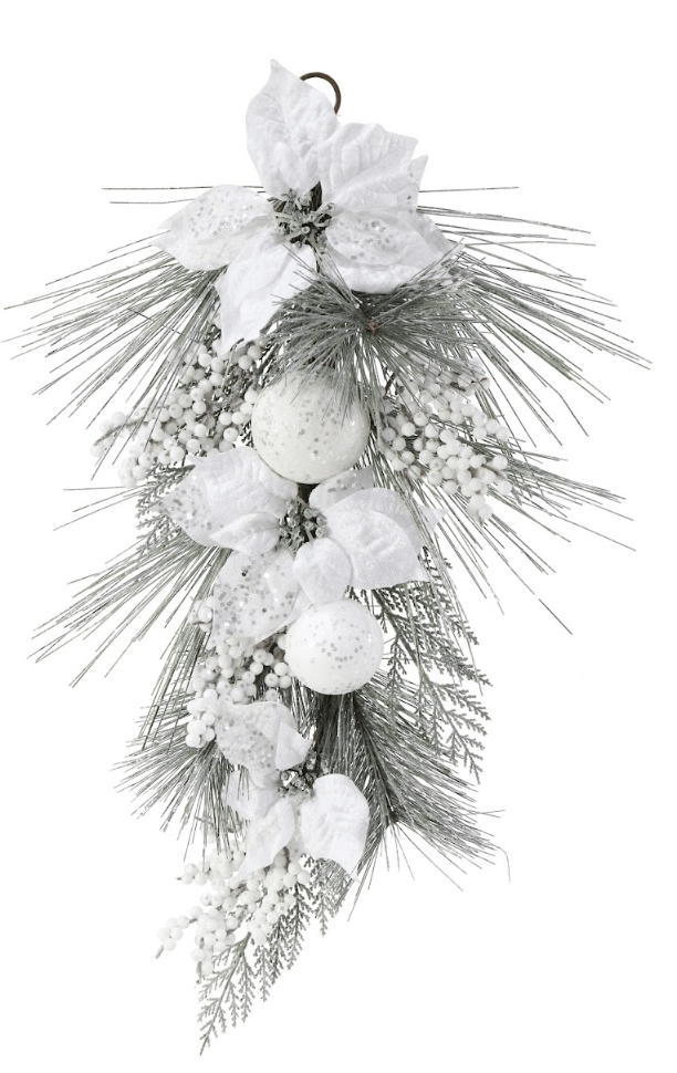 White Snow Poinsettia Hanger (73cm)