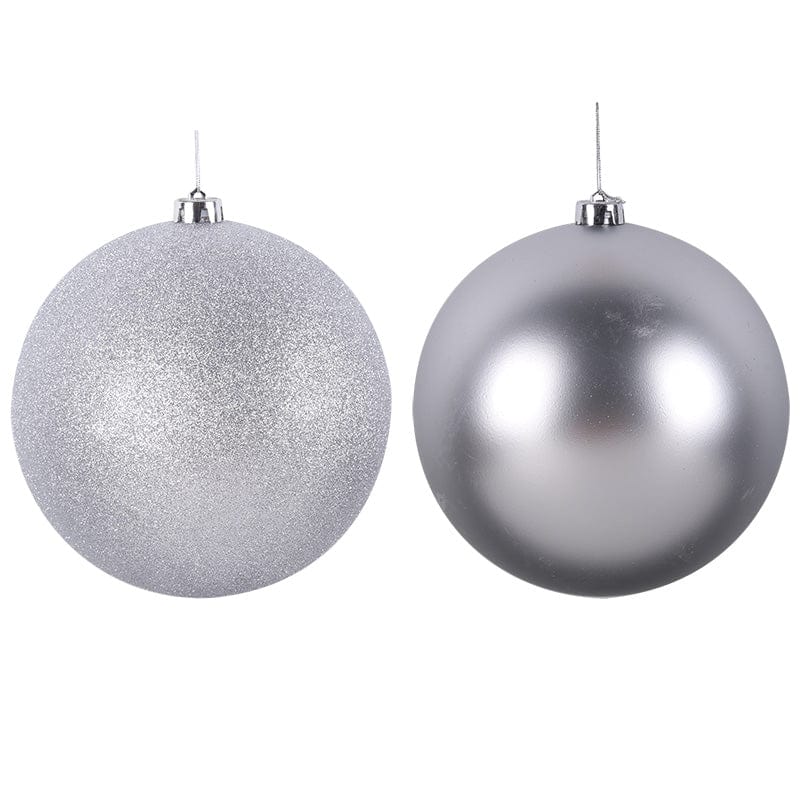 Silver Bauble Matte or Glitter 2 Asst (20cm)