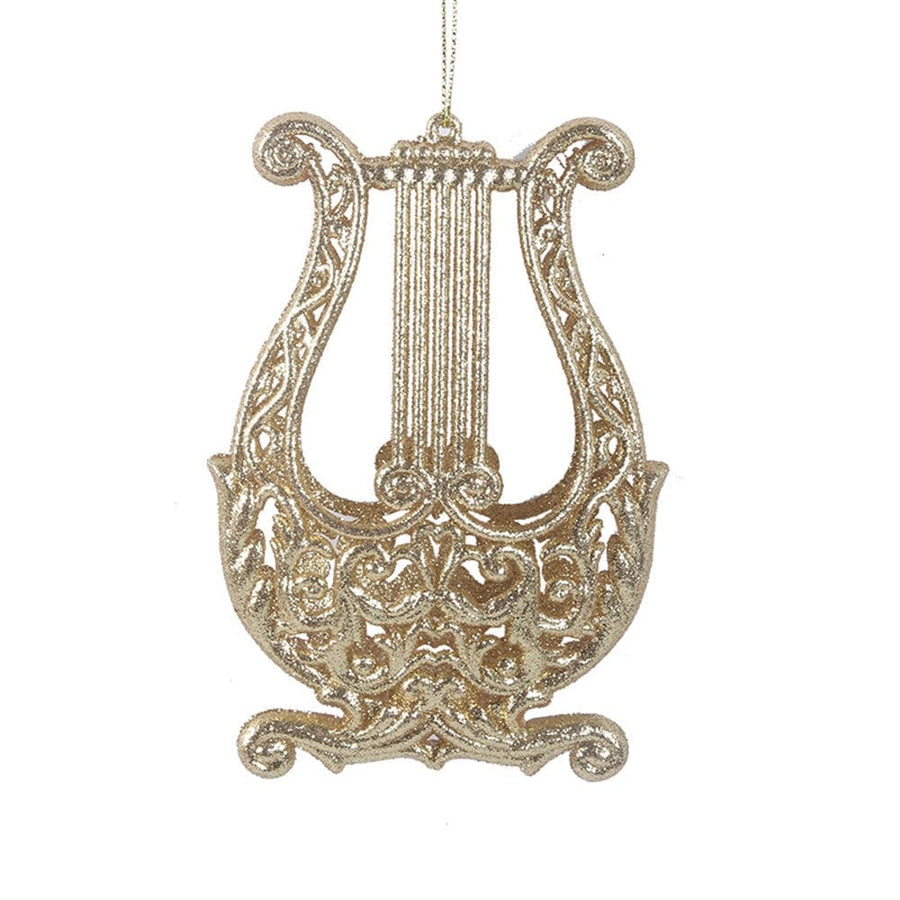 Gold Glitter Harp Tree Ornament (8x12cm)