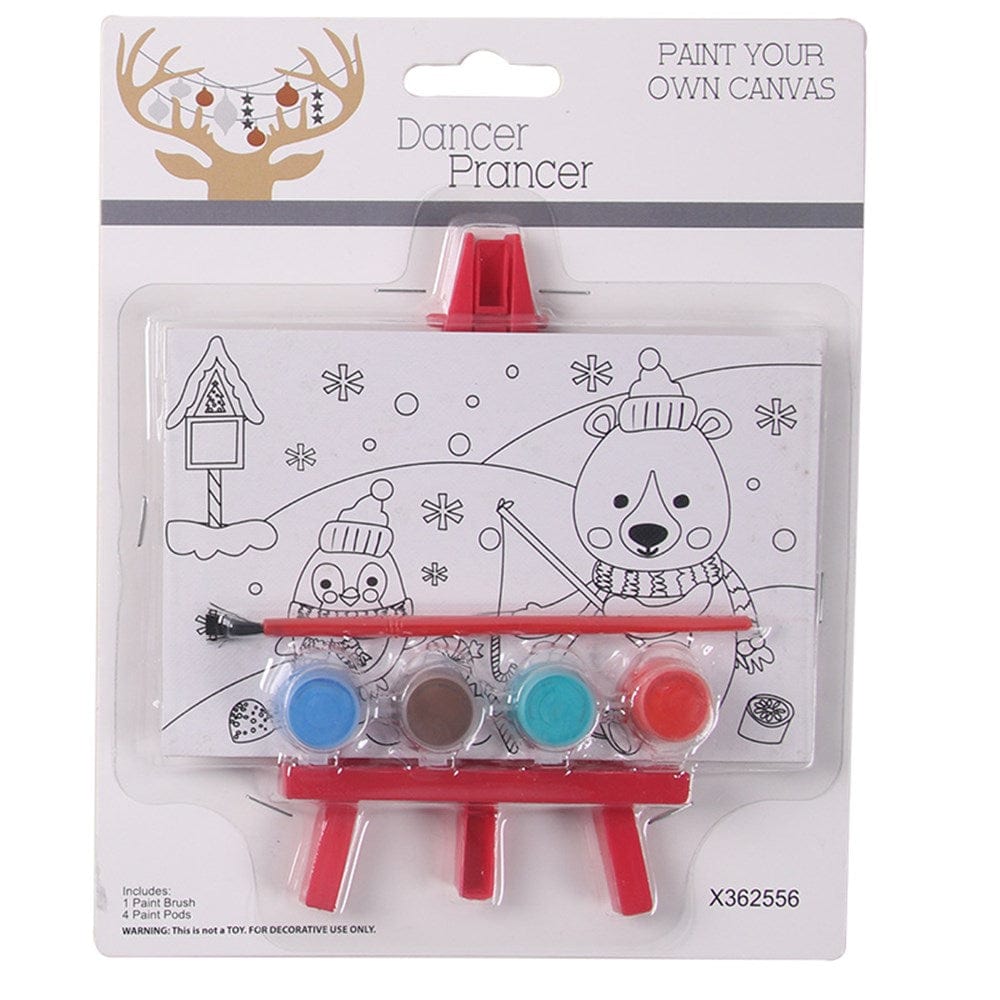 DIY Christmas Paint Your Own Canvas Set with Easel 2 Asst (16x15cm)