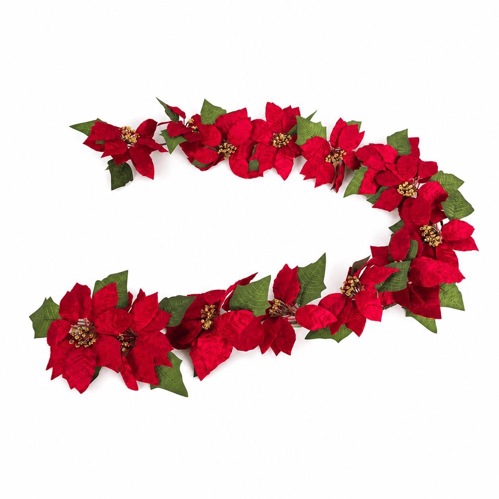 Red Poinsettia Garland (180cm)
