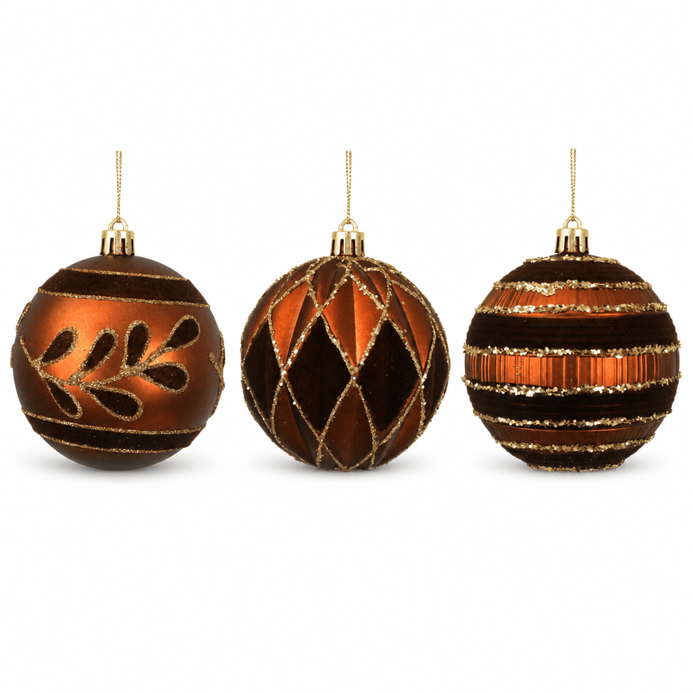 Chestnut Handpainted Baubles (8cm)