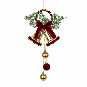 Gold Bells with Burgundy Ribbon (39x16cm)