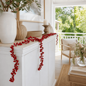 Red Flocked Berry Garland (160cm)