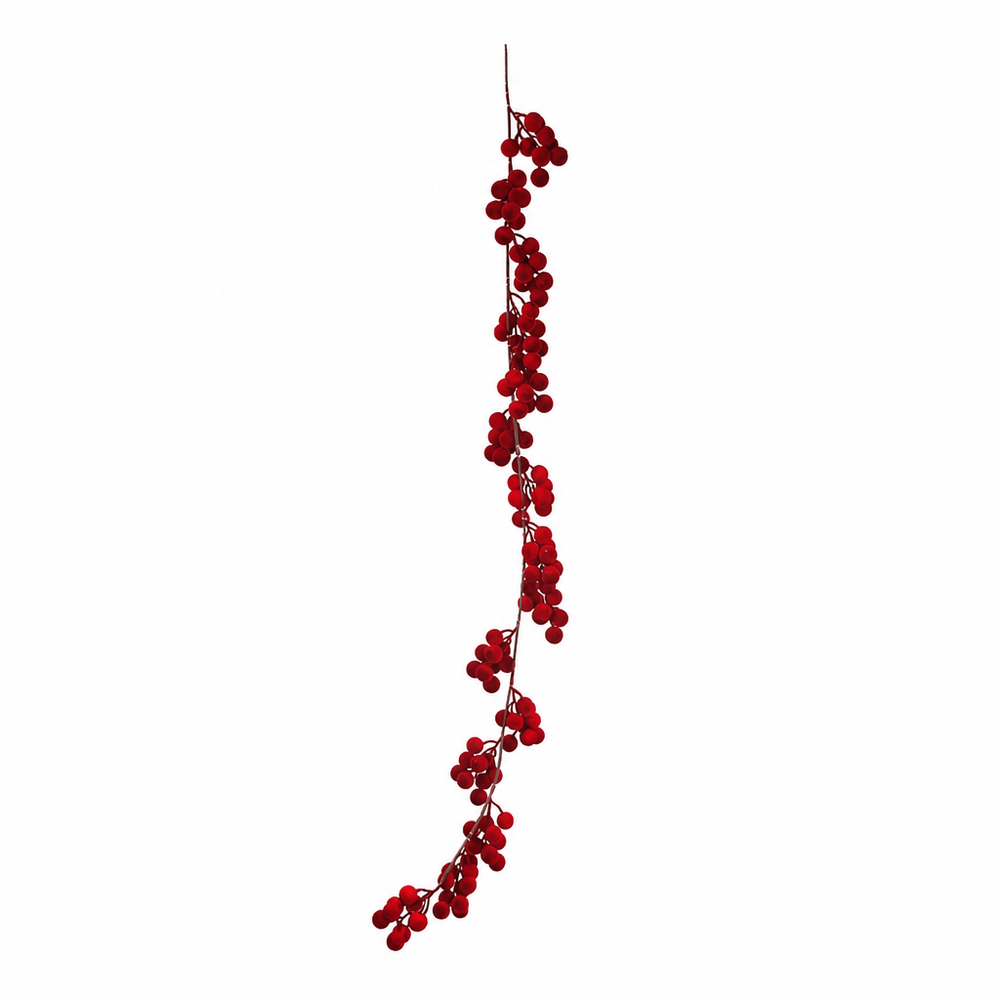 Red Flocked Berry Garland (160cm)