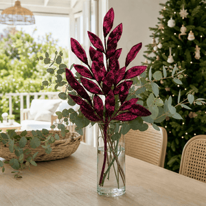 Plum Pink Bay Leaf Stem (60cm)