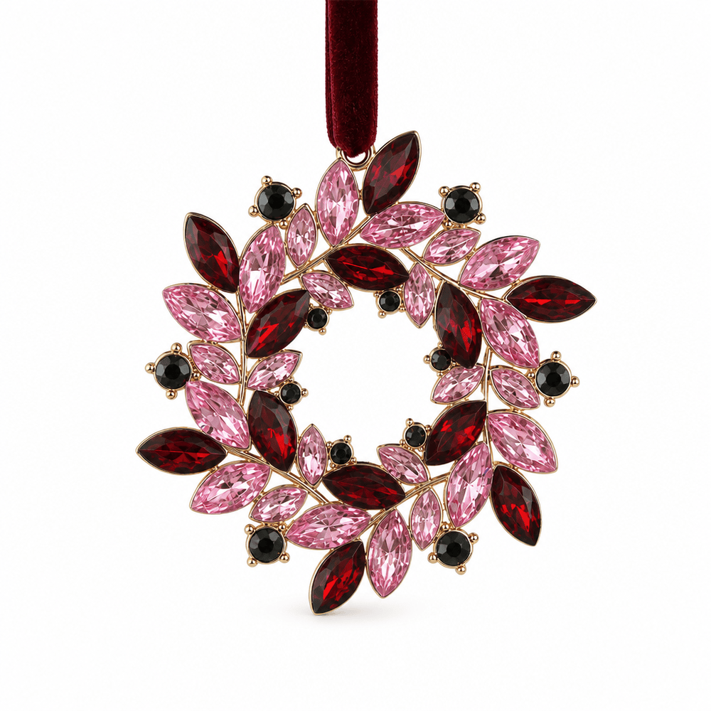 Burgundy Jewelled Wreath Ornament (10cm)