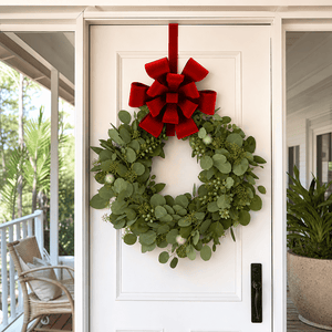 Metal Red Flocked Wreath Hanger