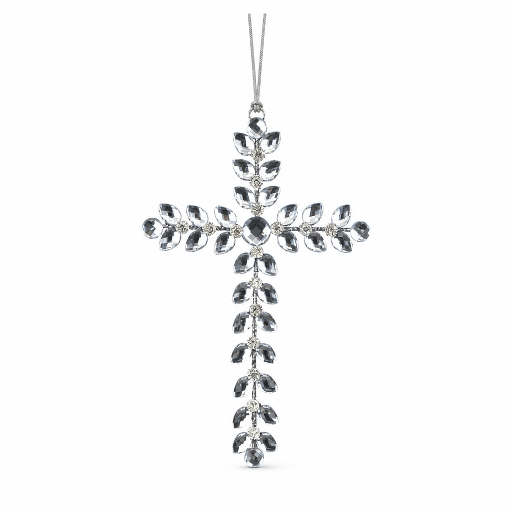 Dark Silver Crucifix with Gems (16cm x 24cm)