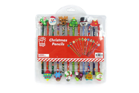 Christmas Pencils/Erasers Set (12pc)