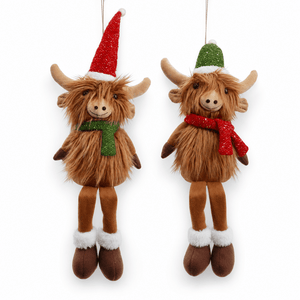 Festive Sitting Highland Cow (55cm)