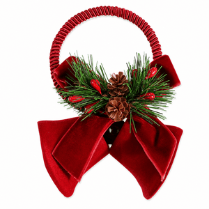 Burgundy Flocked Twin Bells (15cm)