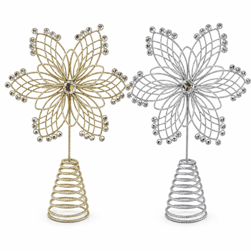 Glitter Tree Topper Flower (20cm) Asst