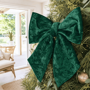 Green Regal Velvet Bow (24cm)