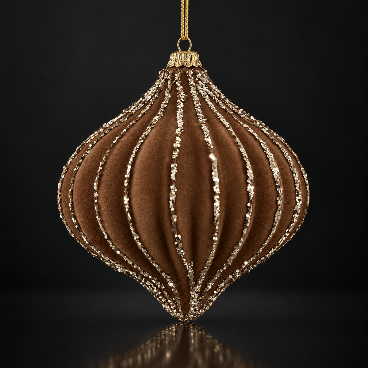 Mocha Lantern Flocked Bauble (12cm)