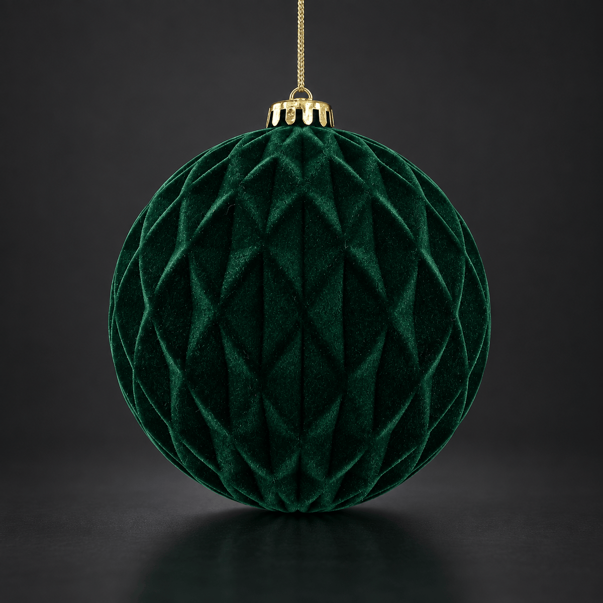 Green Flocked Diamond Bauble (15cm)