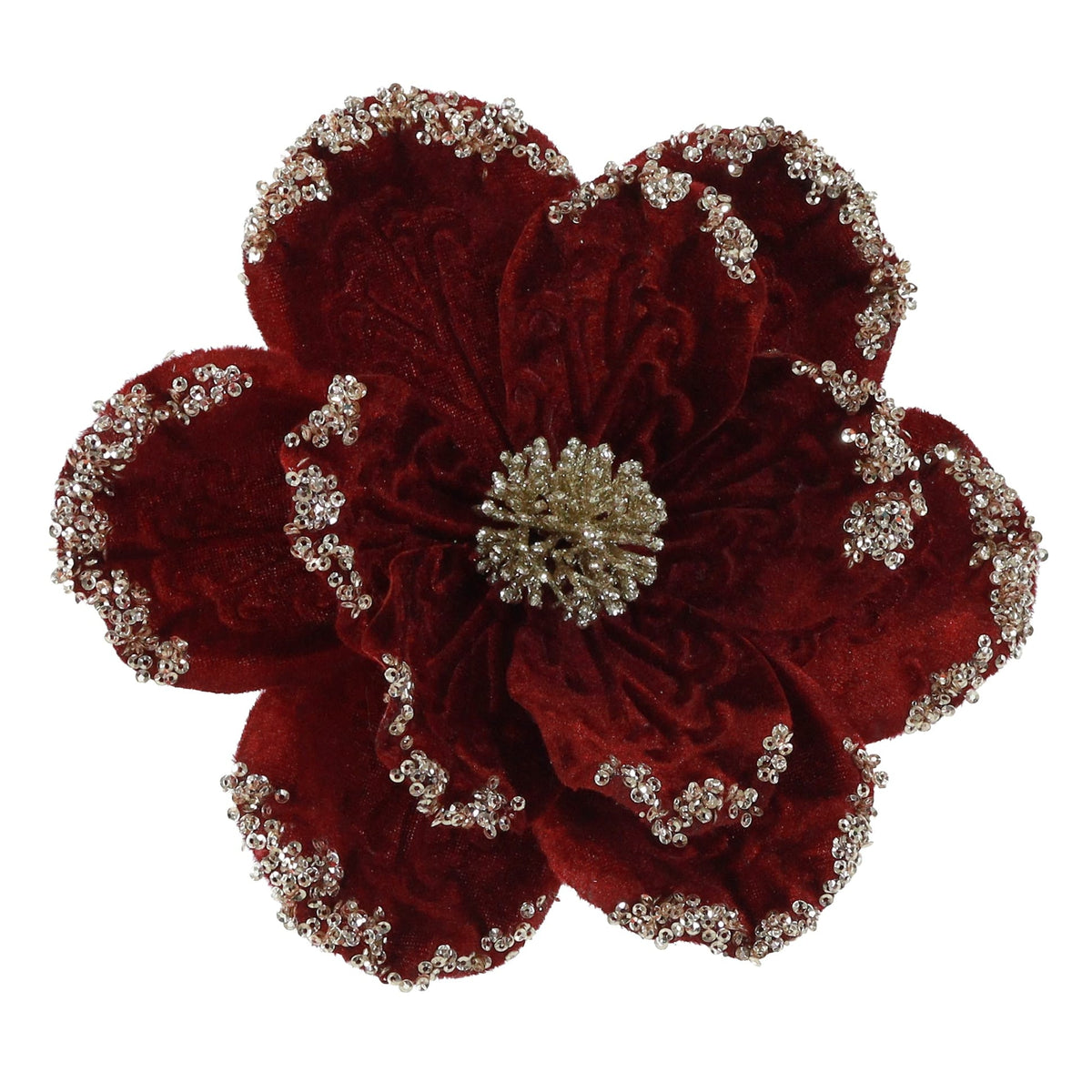 Burgundy Gilded Magnolia Clip - View 2