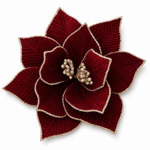 Burgundy Luxe Poinsettia Clip