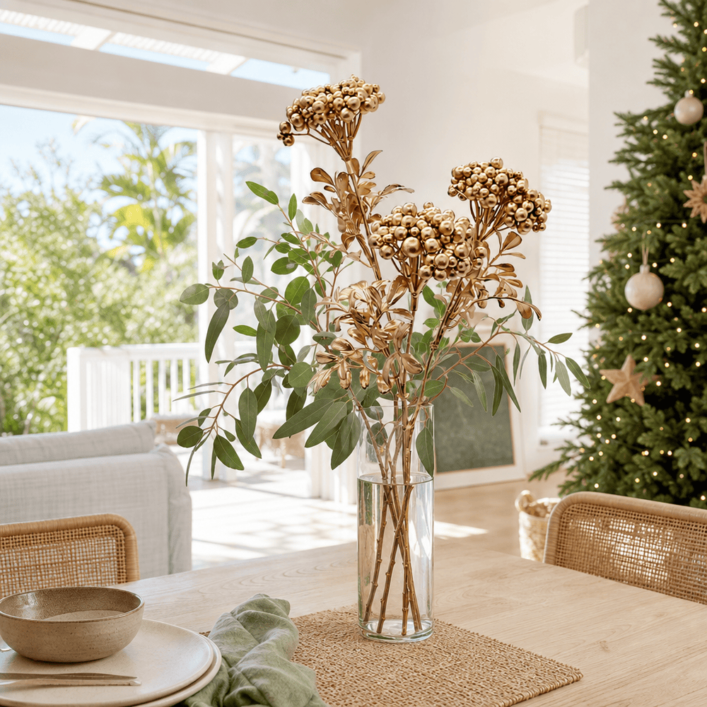 Gold Spray Stem arranged in a glass vase