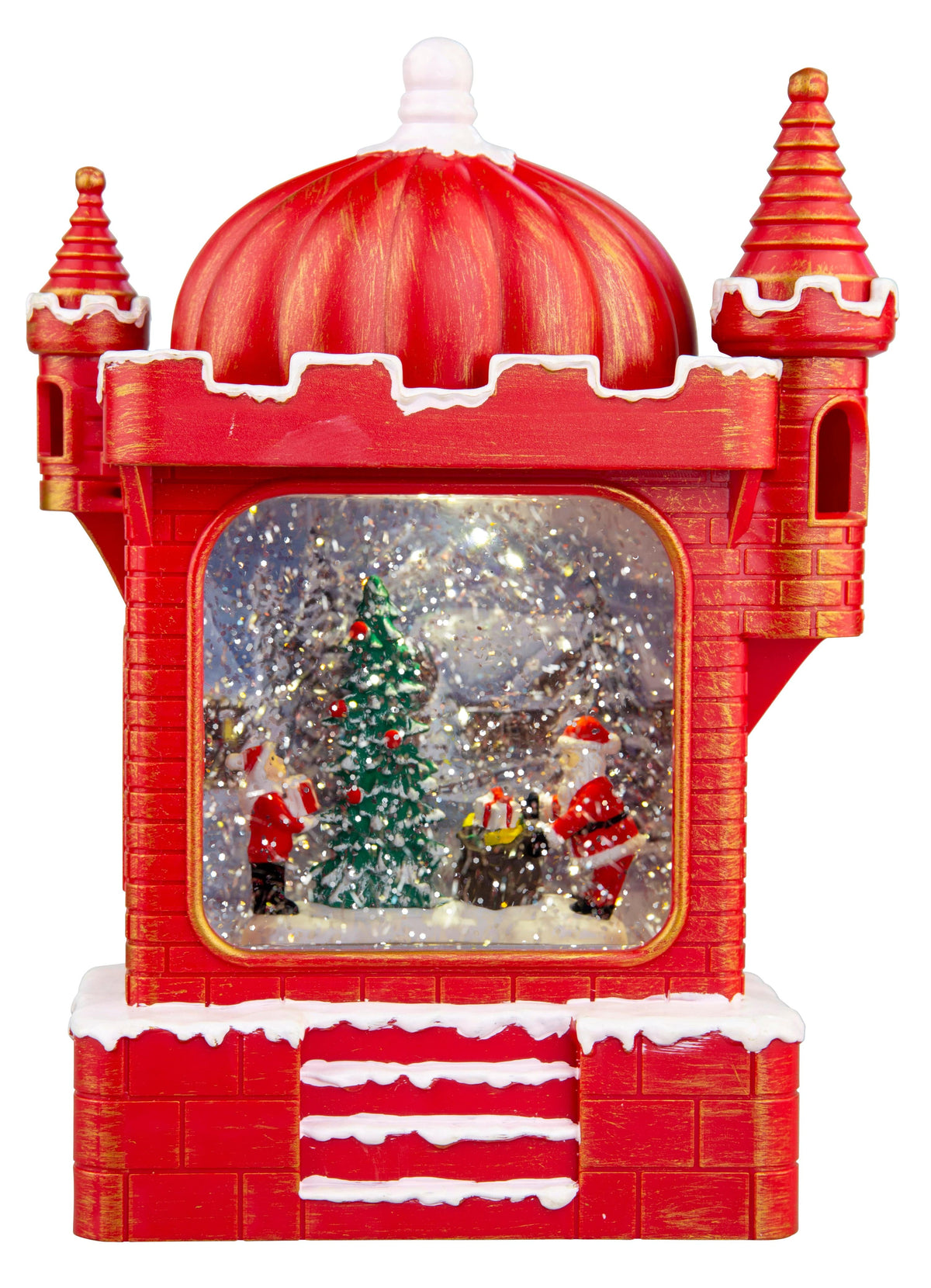 LED Glitter Swirl Musical Christmas Castle USB 2 Asst