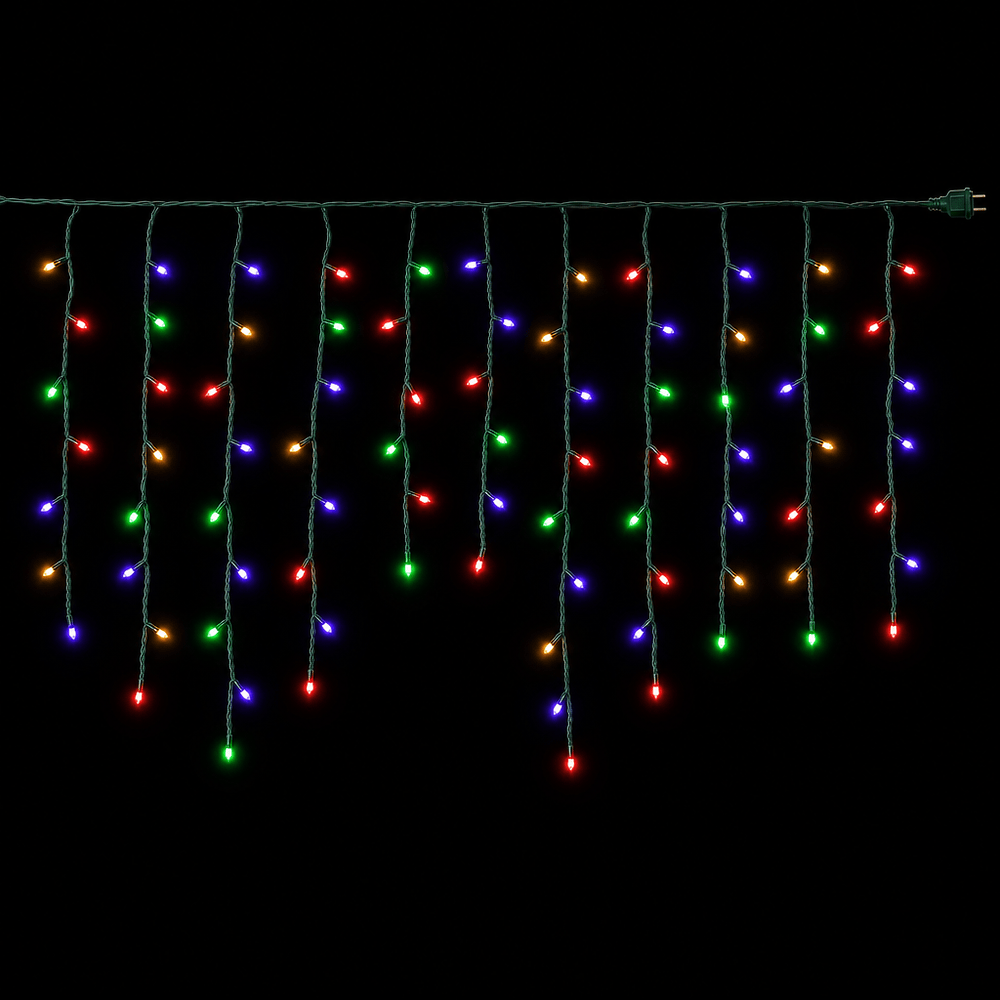 LED 800 Solar Icicle Lights Multicolour (11.9m) - View 2