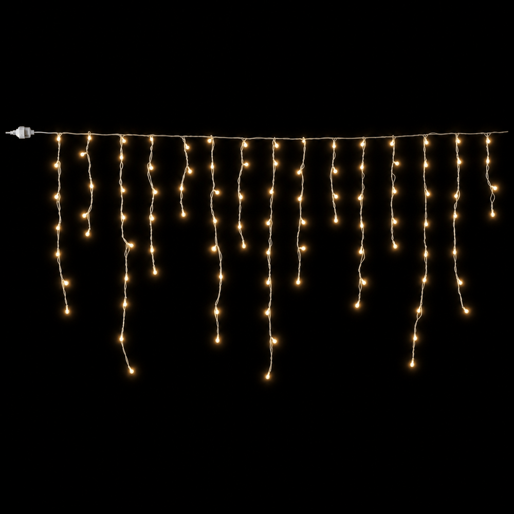 LED 800 Solar Icicle Lights Warm White (11.9m) - View 2