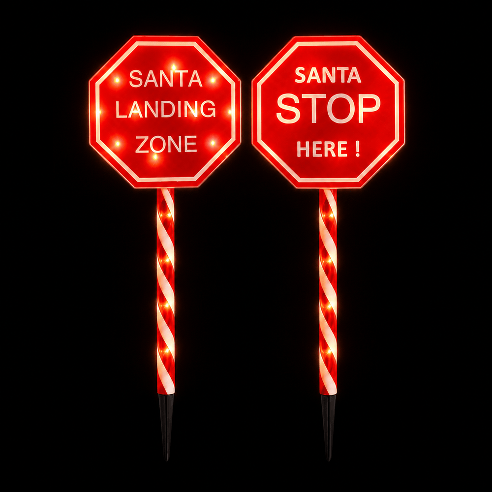LED Solar 2in1 Santa Stop/Landing Zone Sign (56cm)
