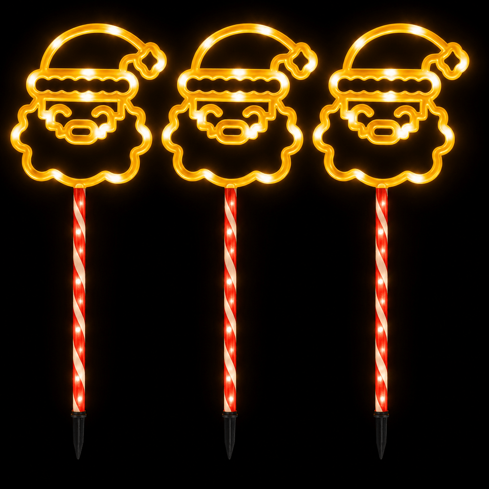 LED Solar Candy Santa Face Path Lights