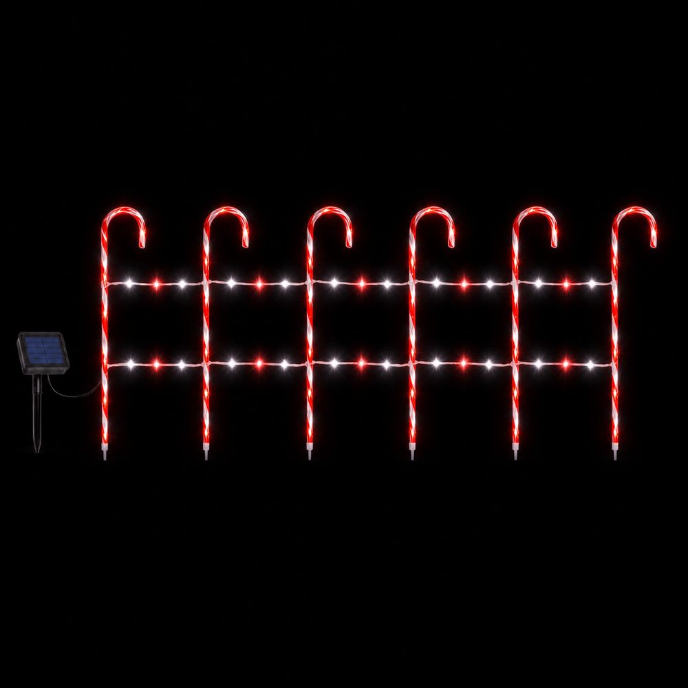 LED Solar Candy Cane Fence Red and White (4.5m) 6pk