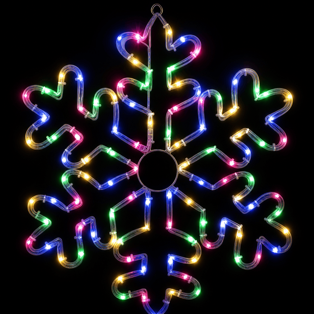 LED Solar Flashing Snowflake Motif Multicolour (53cm x 53cm) - View 2