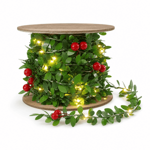 LED Battery Operated Lit Holly Berry Garland (3m)