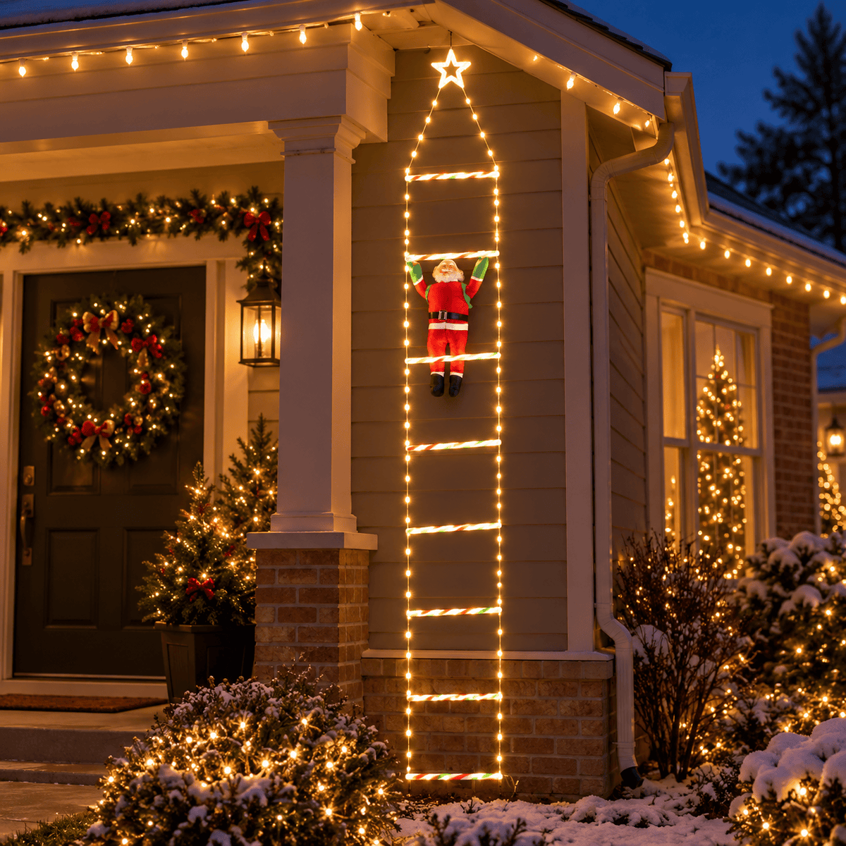 LED Santa Climbing Ladder with Star (2m) - View 2