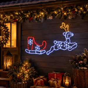 LED Crystal Reindeer & Sleigh Flashing Motif
