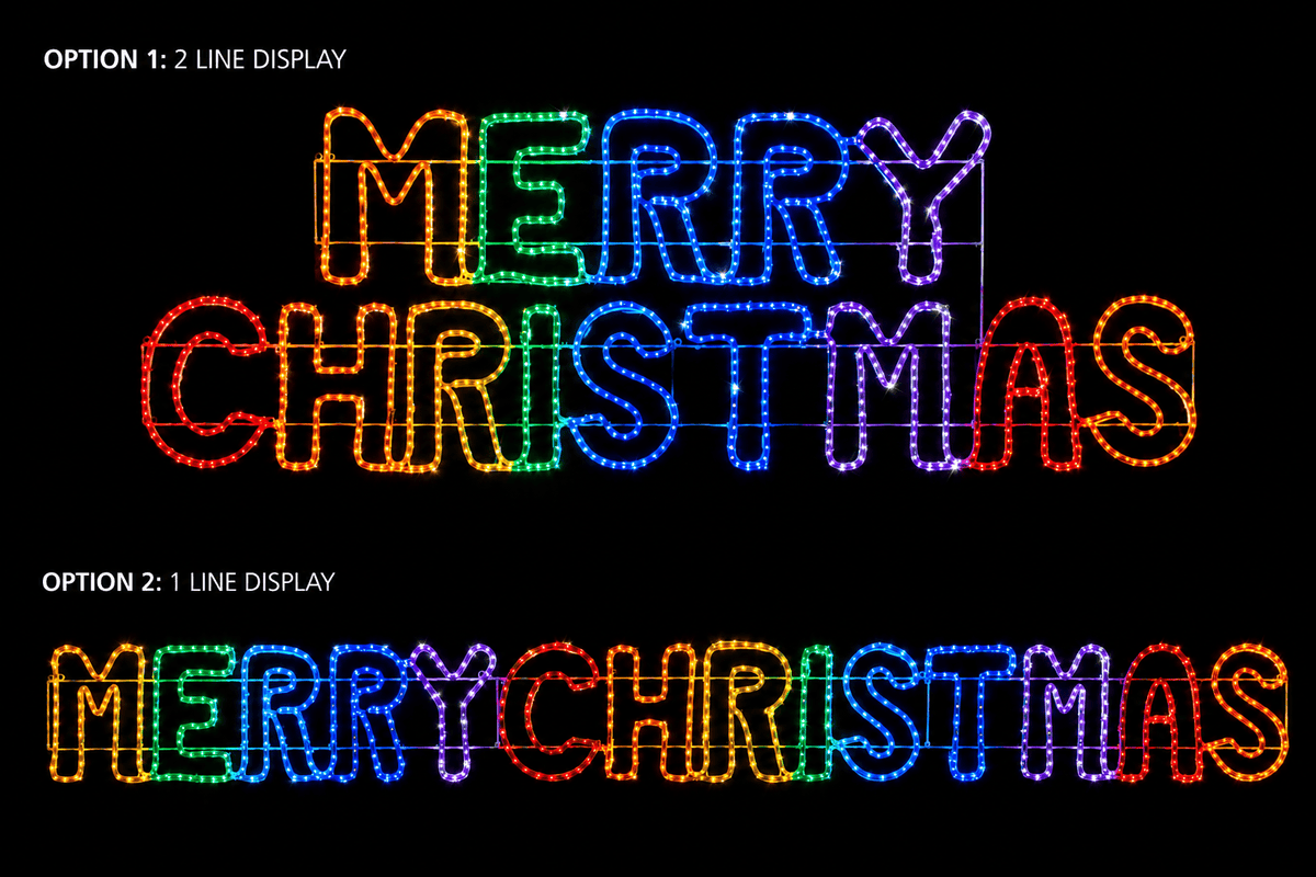 LED Ropelight 2-in-1 Merry Christmas Motif Rainbow