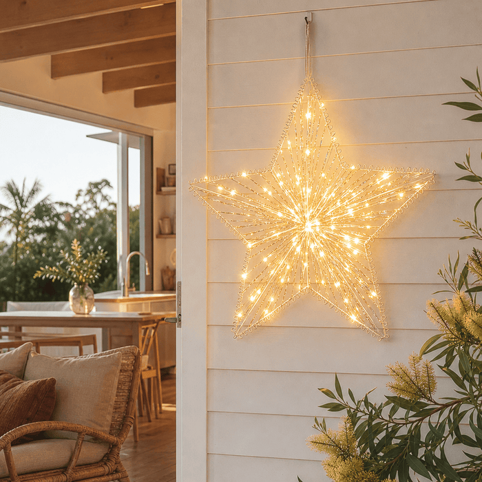 LED Metallic Hanging Striped Star Motif